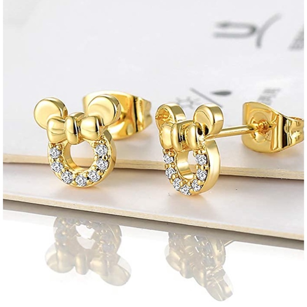 Minnie Mouse gold stud earrings